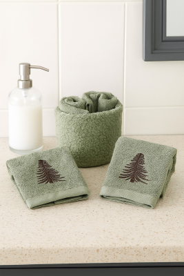 Cestino Porta Lavette con Ricamo ABETE