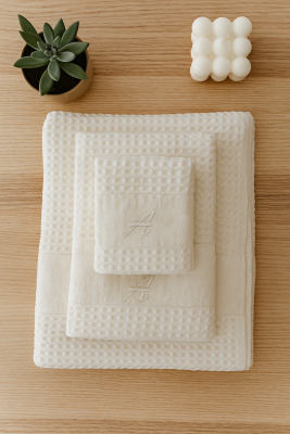 Set completo asciugamani NIDO D'APE con ricamo personalizzabile 