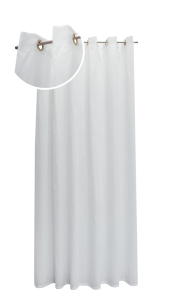 Tenda con anelli in misto lino bianco ottico