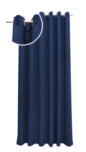 Tenda con anelli in oscurante blu