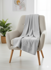 Plaid in fibra di bamboo ricamato