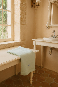 Telo doccia LINO con ricamo personalizzato 