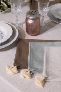 Set Tovaglioli in puro lino con fiocco
